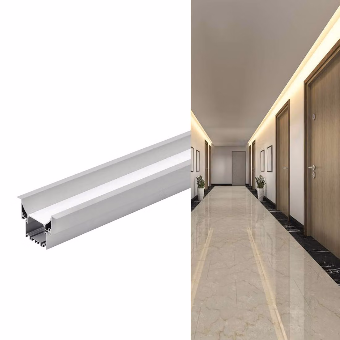 EGLO Profilo da incasso 3, profilo, soffitto/parete, nero, bianco, alluminio, plastica, 1000 mm, 65 mm
