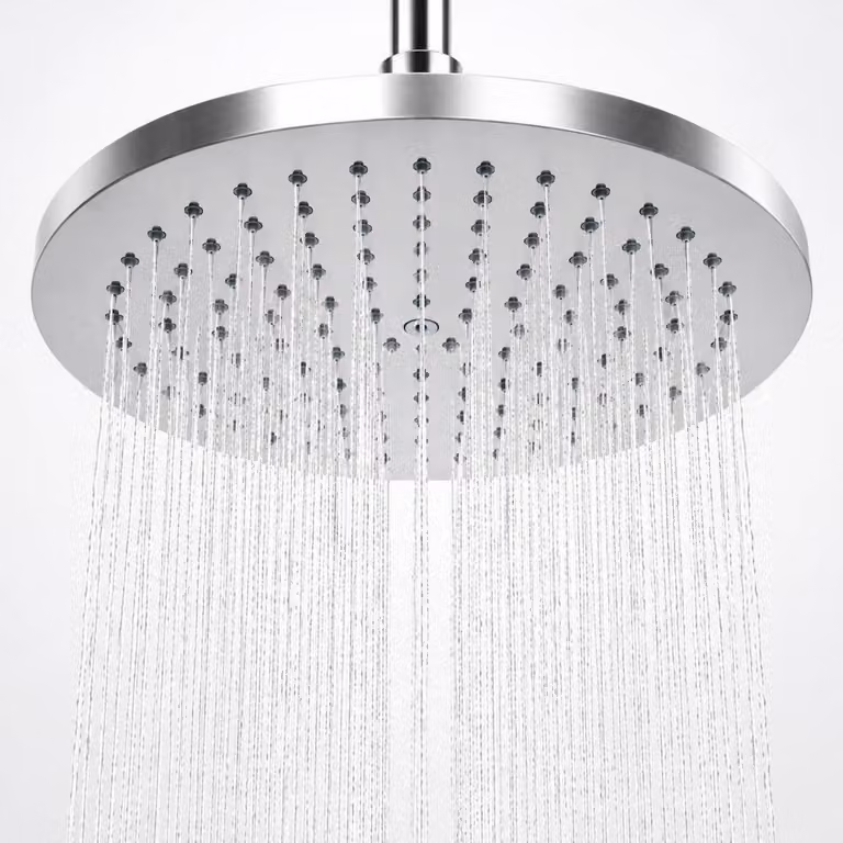 Testina doccia a pioggia, 22 cm, acciaio inossidabile, rotonda, argento, ugelli anticalcare, a risparmio idrico, alta pressione
