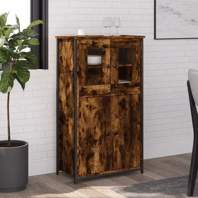 Credenza moderna vidaXL in legno e metallo colore marrone L: 62 cm, P: 32 cm, H: 106,5 cm – 1