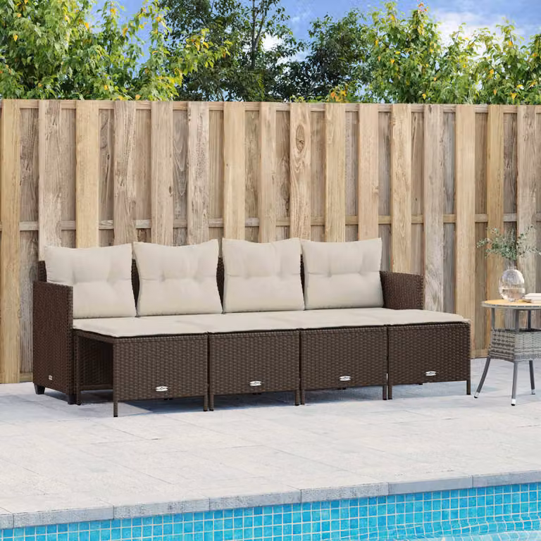 Maison Exclusive - Set Divano da Giardino 5 pz con Cuscini Marrone in Polyrattan