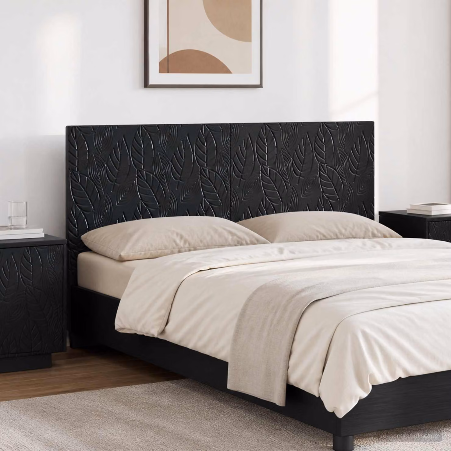 Testiera da muro vidaXL DELFT nera in legno ingegnerizzato con ripiano integrato e scomparti laterali