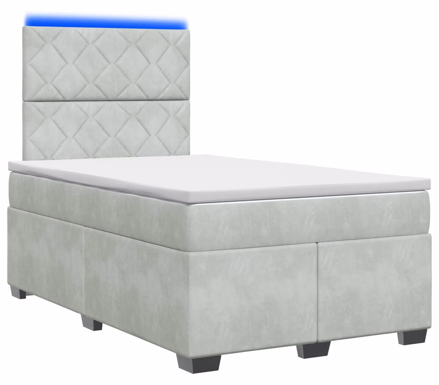 Letto a molle con materasso grigio chiaro 120 x 190 cm in velluto