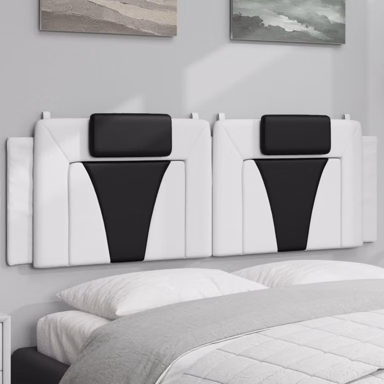 Cuscino Testiera Viana vidaXL in Similpelle Bianco e Nero, Larghezza: 160 cm