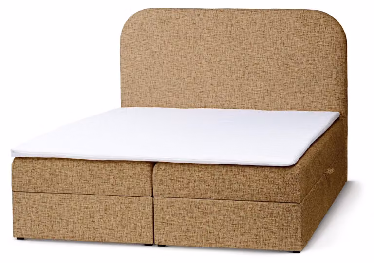 Letto con rete a molle, modello Gory, colore caramello, dimensioni 140 x 200 cm