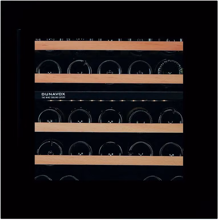 Cantina Linea Joy porta 'full glass' nera con maniglia nera, classe G, 26 bottiglie - DXJ-26.69DB