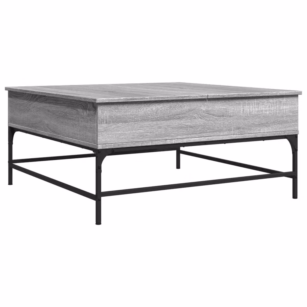 Tavolino da soggiorno quadrato vidaXL in legno e metallo grigio L/P/H: 95 x 95 x 45 cm – 2