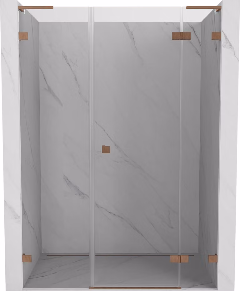 Mexen Lunar L porta doccia battente destra 160 cm, trasparente, rame spazzolato - 834SL-160-050-65-00-P