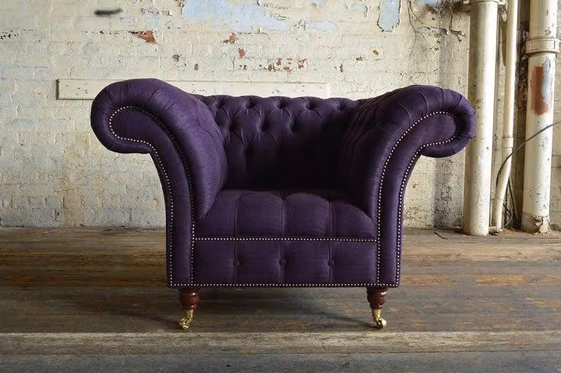 Design Chesterfield Stoff Couch Sofa Polster Sofas Sessel 1 Sitzer Stoff