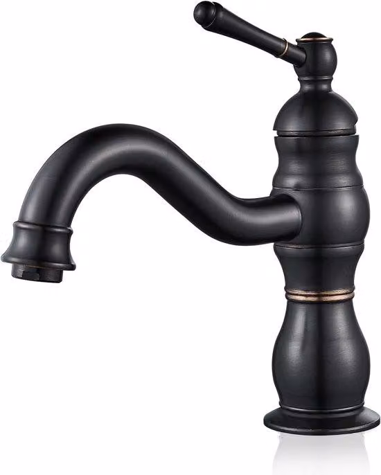Rubinetto da cucina retrò - Rubinetto girevole - Rubinetto da cucina con bocca a destra - Corpo in ottone - Stile rustico - Con tubo flessibile G3/8 - Maniglia in Vetroceramica - Girevole a 360°