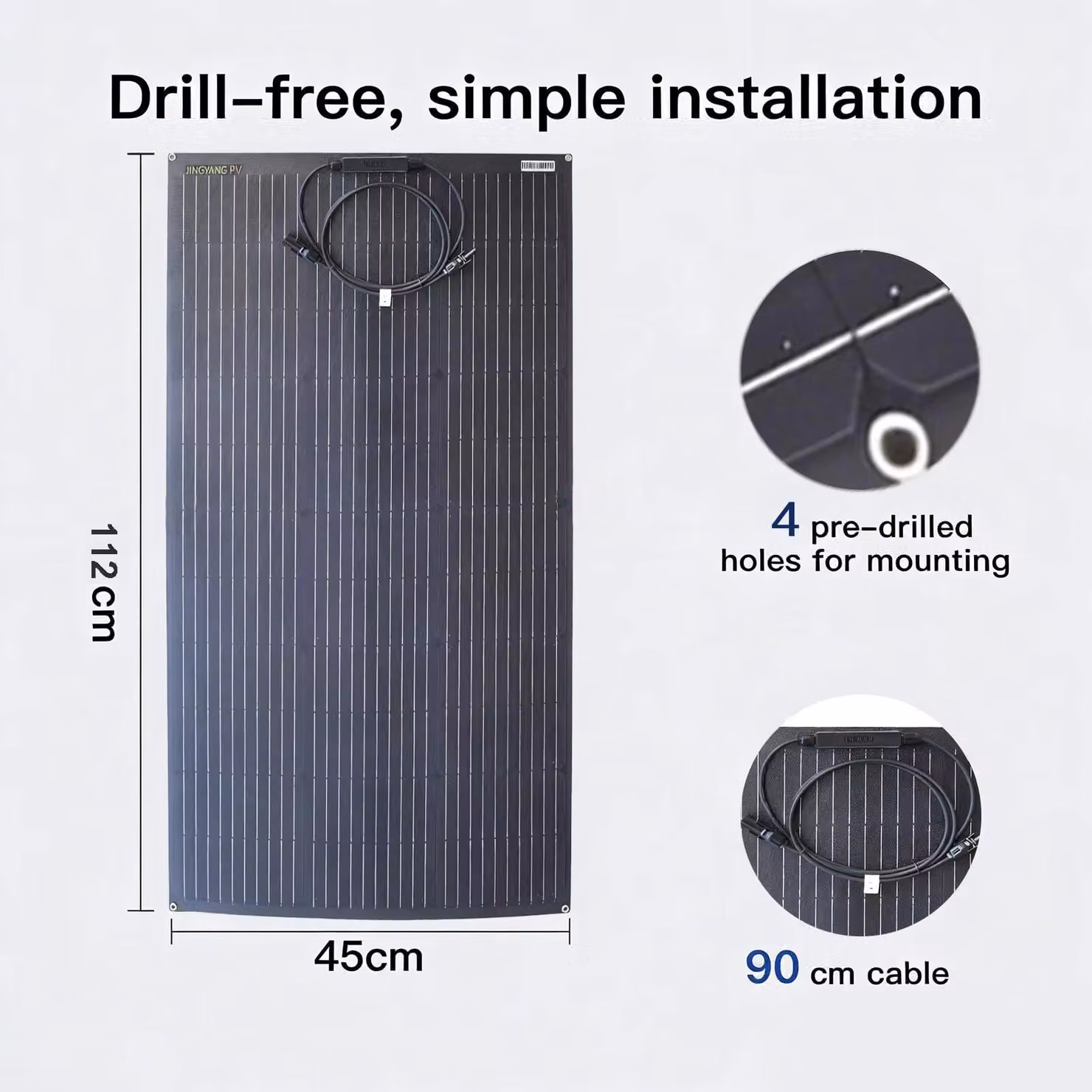 Pannello solare flessibile, 2 pezzi da 100 W - Silicio monocristallino - Tensione di 18 V - Pannello portatile per campeggio