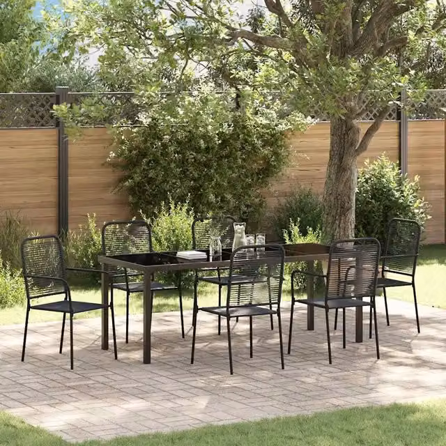 Set da Pranzo per Giardino 7 pz Nero 3379161