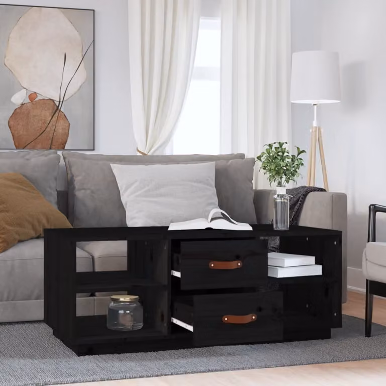 Maison Exclusive - Tavolino nero 100x50x41 cm in legno massello di pino