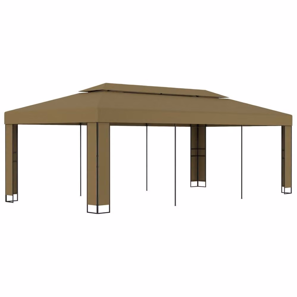 Padiglione con doppio tetto 3x6 m Taupe 180 g/m²