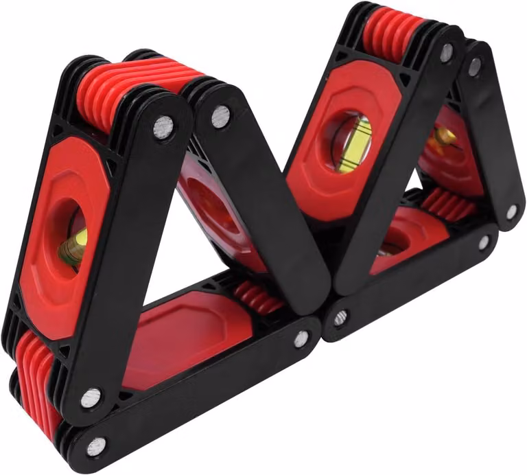 Livella a bolla pieghevole con 4 bolle, goniometro multi-angolo, angoli di 45/90/180°, per lavori in legno