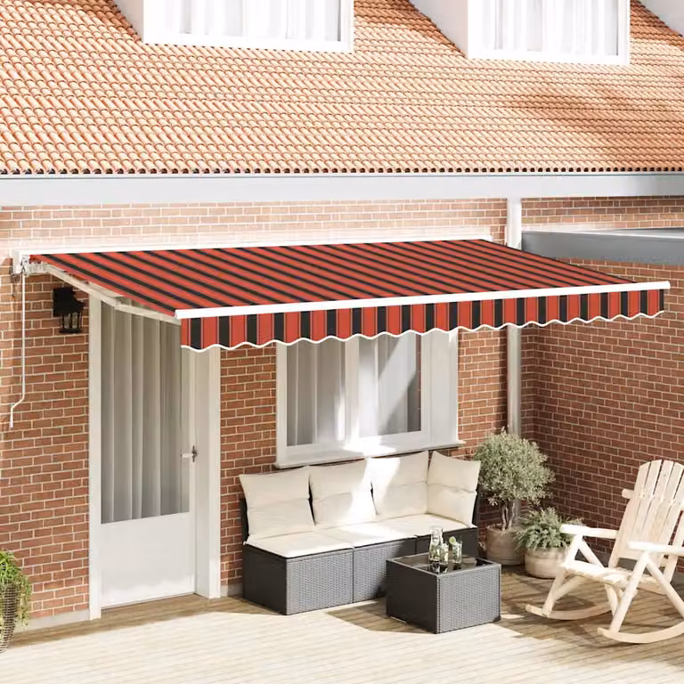 vidaXL Semi-cassette in poliestere con struttura in alluminio, L 350 cm x P 200 cm, Arancione, Nero, Bianco, Rosso
