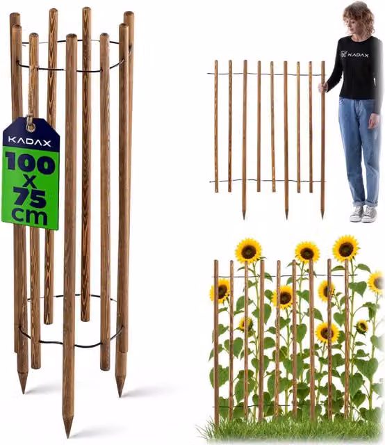 Recinzione da giardino a palizzata KADAX Azor alta in legno e acciaio, colore marrone, H: 120 cm, L: 95 cm