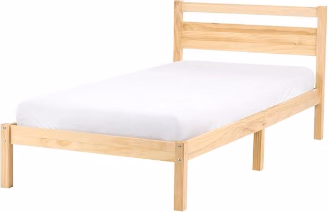 Letto singolo in legno di pino BELIANI con doghe fisse in stile scandinavo, L/P/H: 90 x 200 cm