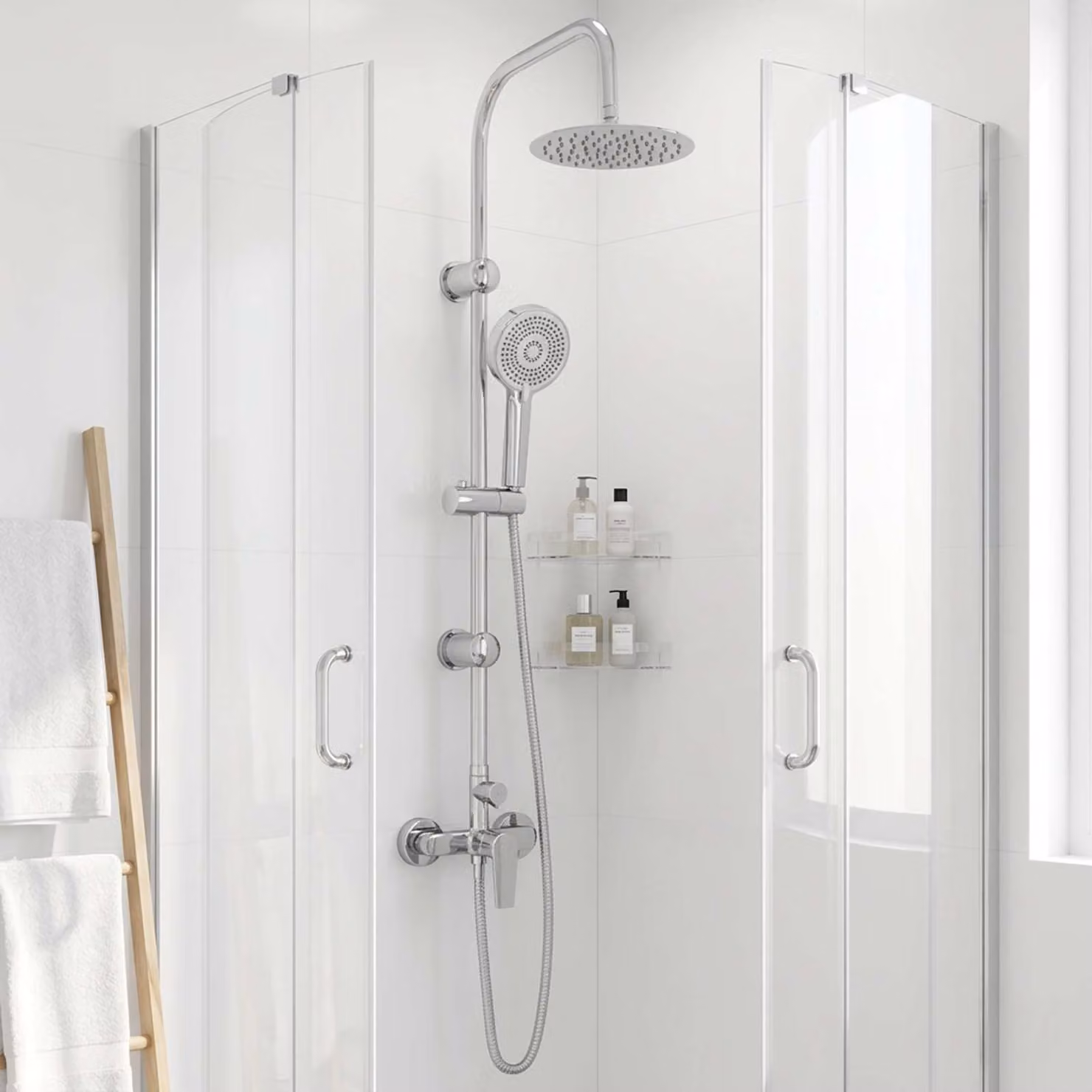 vidaXL Sistema Doccia Nero Acciaio Inox 21 x 48 x 112 cm