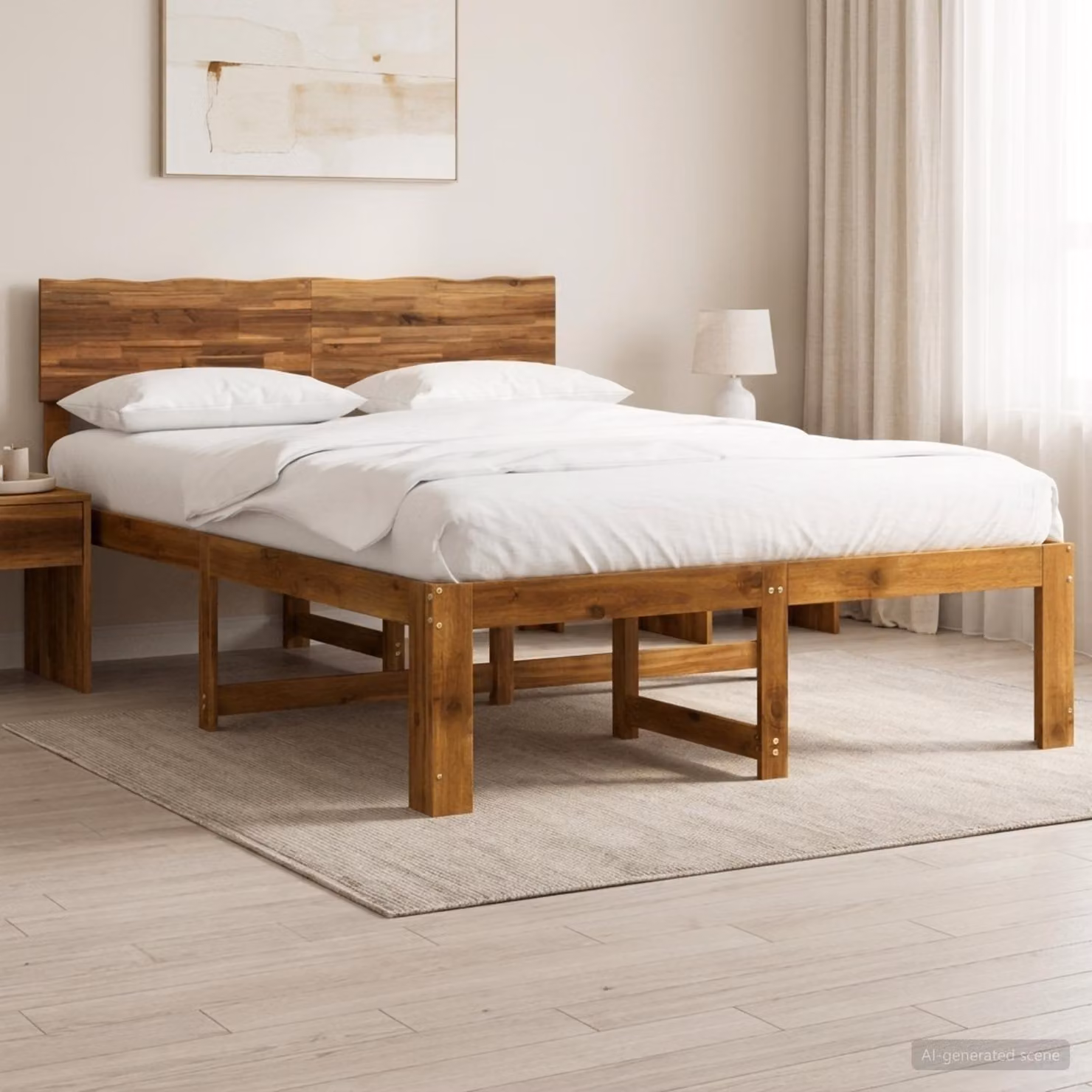 Letto matrimoniale con testiera vidaXL ROSTOCK in legno di acacia marrone L/P/H: 205.5 x 160 x 91 cm