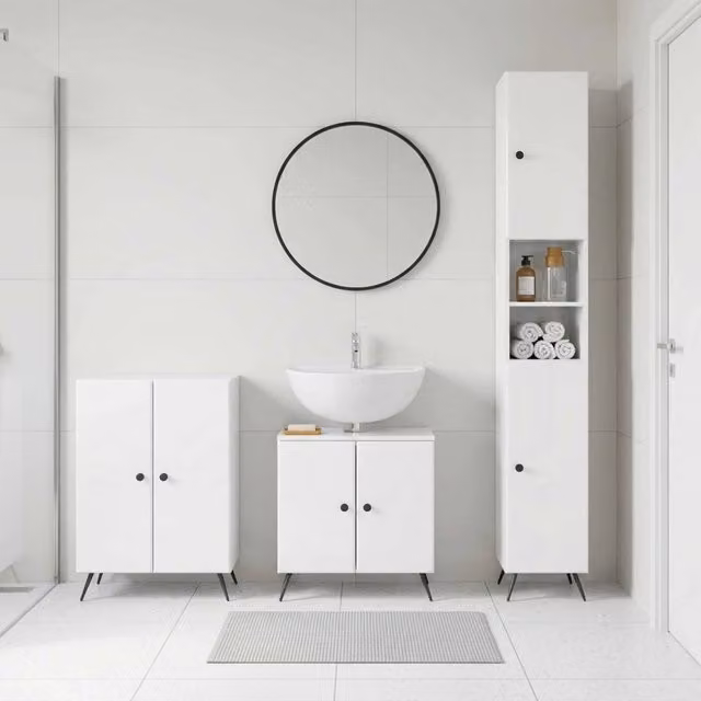 Set di armadietti da bagno in 3 pezzi BREDA Bianco Lucido 3417481