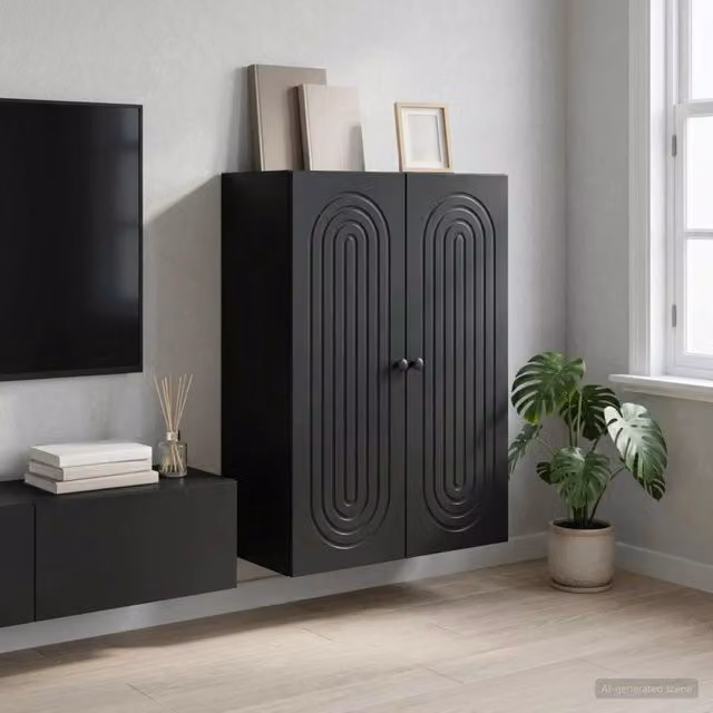 Armoire Murale Noir 66 x 34,5 x 90 cm Bois d'ingénierie