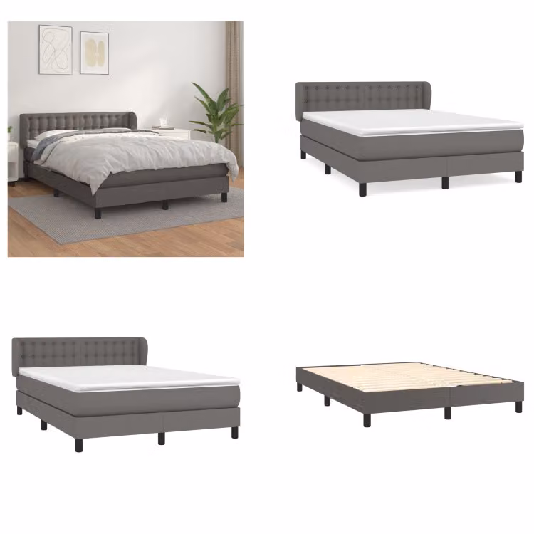 vidaXL Letto a molle con materasso grigio 140x200 cm in Similcuoio - Letto a molle - Boxspringbetten - Bett - Schlafzimmermöbel