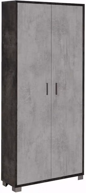 Armadio mobile 2 ante 83x29x190H cm in kit di montaggio colore Ossido nero e Cemento