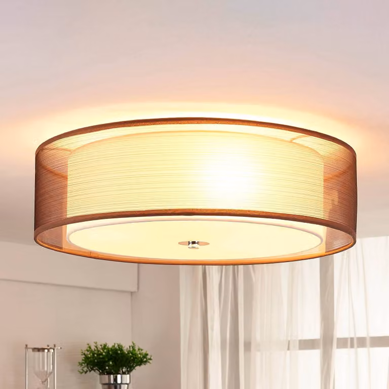 Plafoniera soffitto Tobia Lindby, dimmerabile, Marrone / Ruggine, Soggiorno / Sala da pranzo, Tessuto / Stoffa / Seta, Moderno, Plafoniera