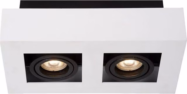 Plafoniera spot Italux Casemiro moderna in metallo bianco e nero con 2xGU10 orientabili