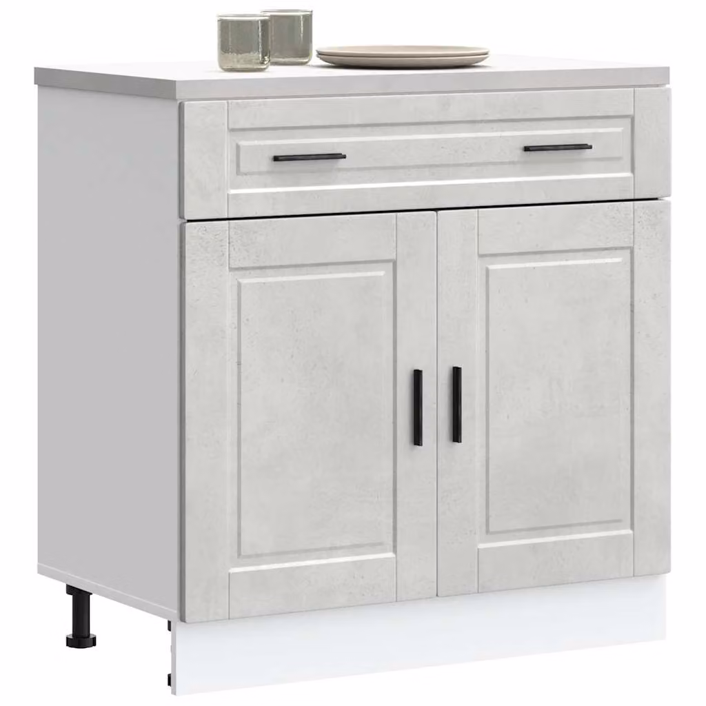 Base da cucina moderna vidaXL Porto Grigio Cemento in legno e MDF con ante a battente e cassetti L/P/H: 46,0 x 25,0 x 81,5 cm