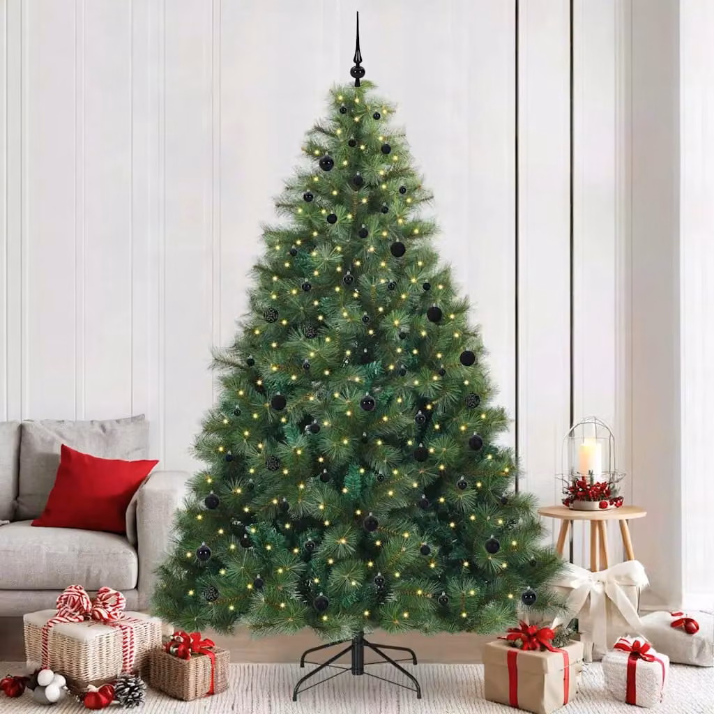 Albero di Natale artificiale vidaXL verde con 300 LED luce bianca calda in PE e PVC, Altezza: 240 cm