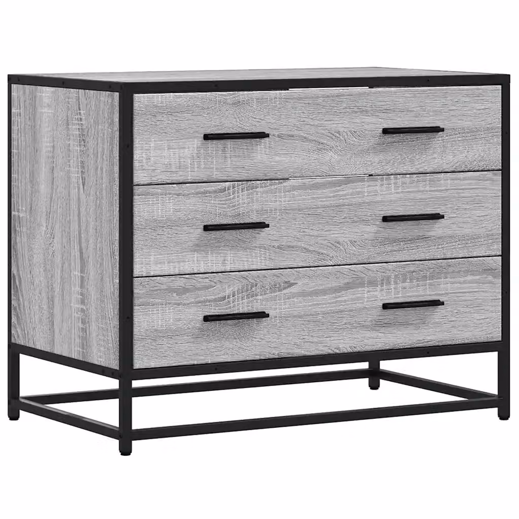 Cassettiera in stile industrial vidaXL in legno e metallo, Grigio, L 70 x P 41 x H 56 cm – 2