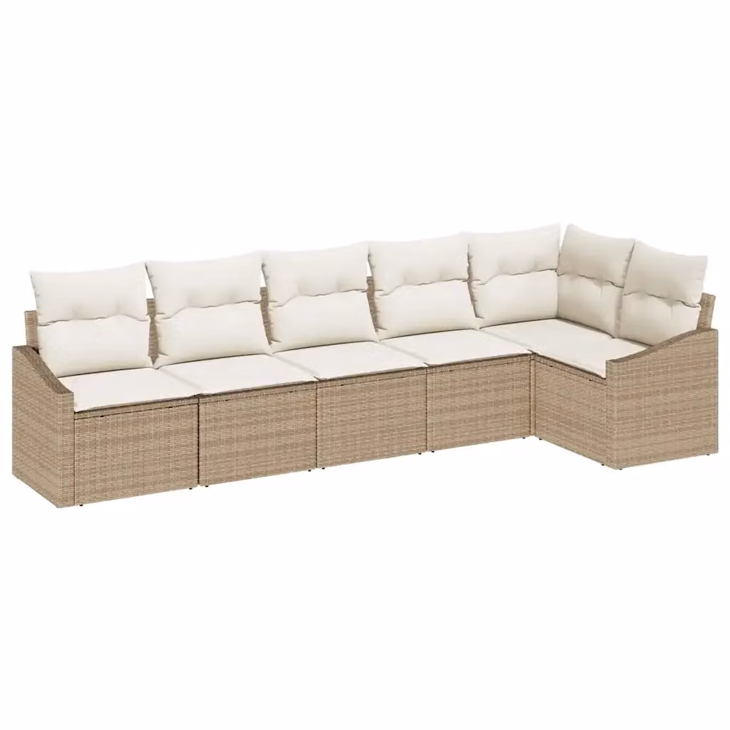 Set Divano da Giardino a L vidaXL in Polyrattan con Cuscini Beige e Bianco – 2