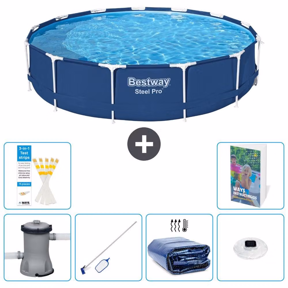 Bestway Steel Pro, piscina in acciaio, rotonda - 396x84 cm - composta da 5 parti, modello S305
