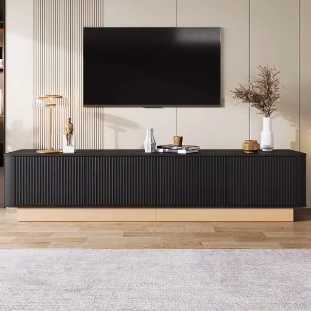 Mobile TV 200 cm ¨C Xylo ¨C Legno MDF, 4 Ante, Soggiorno, Ripiani Regolabili, Bianco