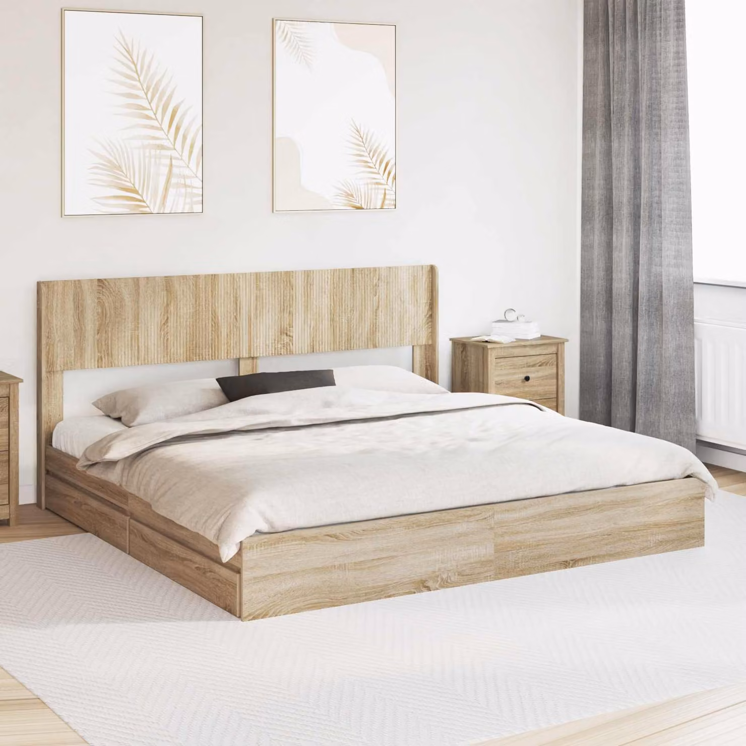 Letto con contenitore e testata vidaXL in Rovere Sonoma, L/P: 180 x 200 cm