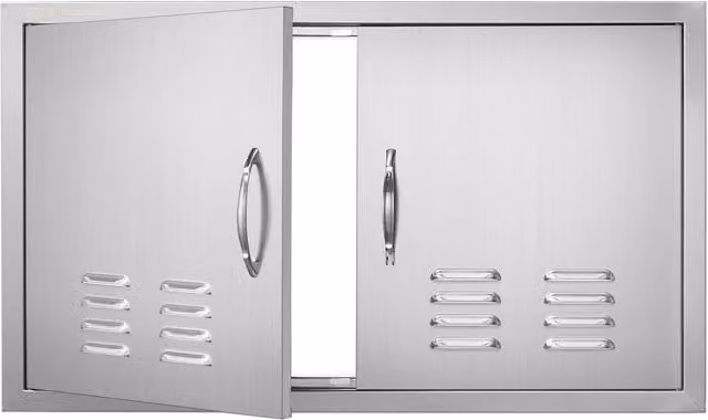 Doppia Porta di Accesso BH-018 in Acciaio Inox per Cucina Esterna 914 x 534 mm, Anta per Isola Barbecue da Giardino, Robusta e Facile da Montare