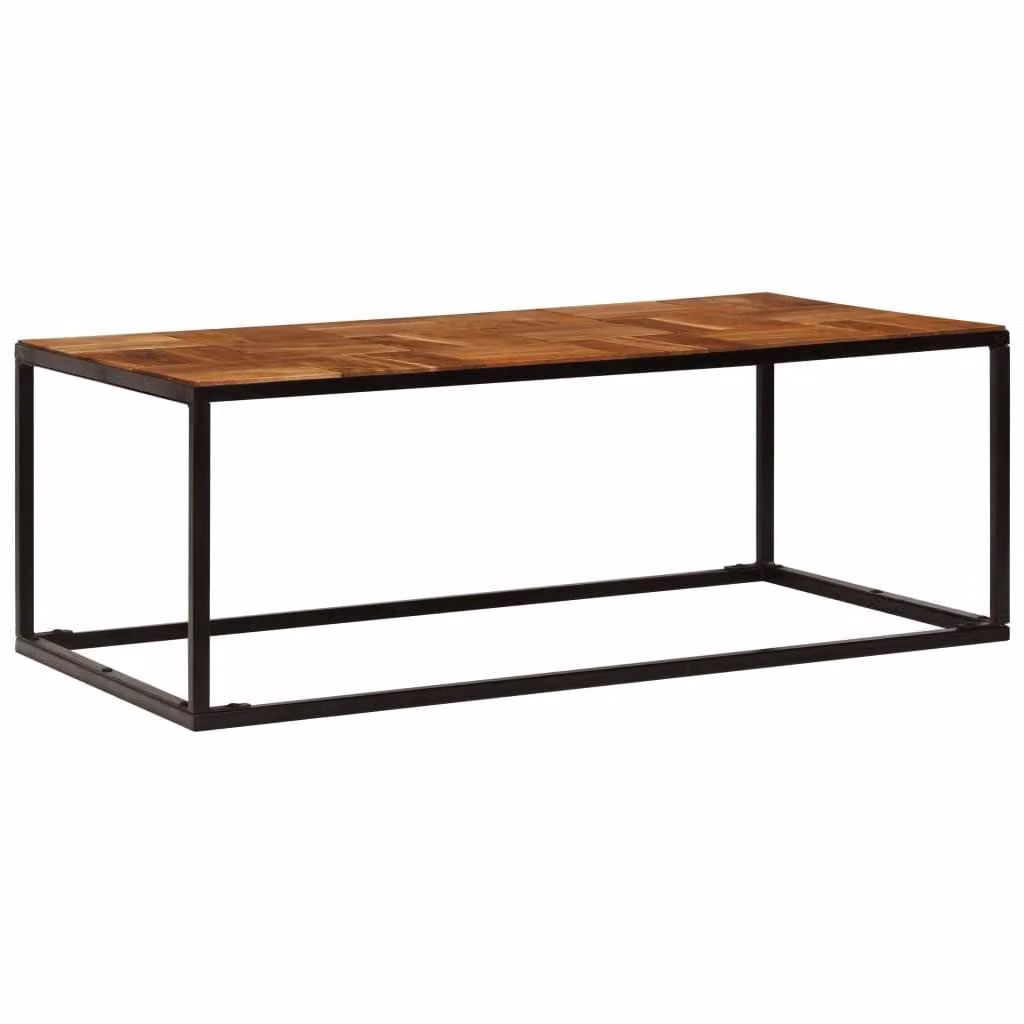 vidaXL Tavolino da salotto 110x60x40 cm in legno massello di acacia e acciaio