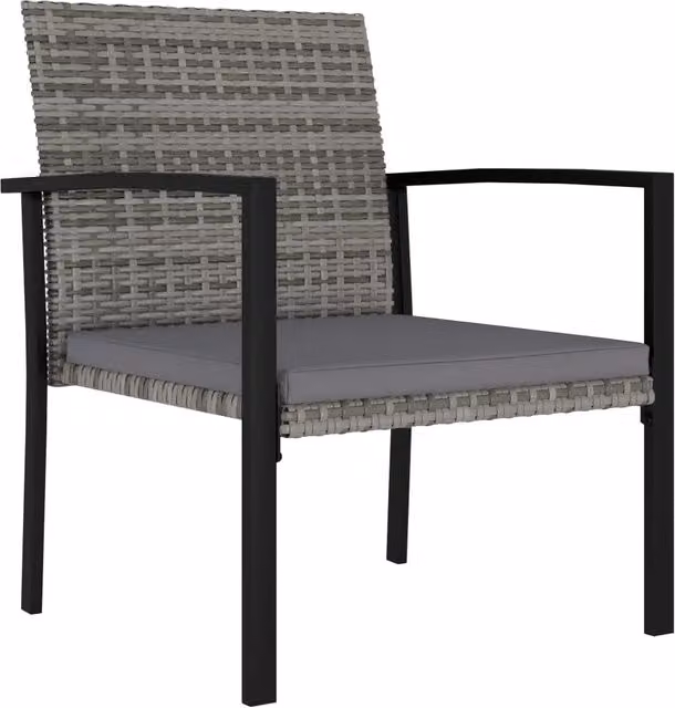 Set di 4 sedie da giardino moderne vidaXL in polyrattan grigio con cuscini inclusi – 1