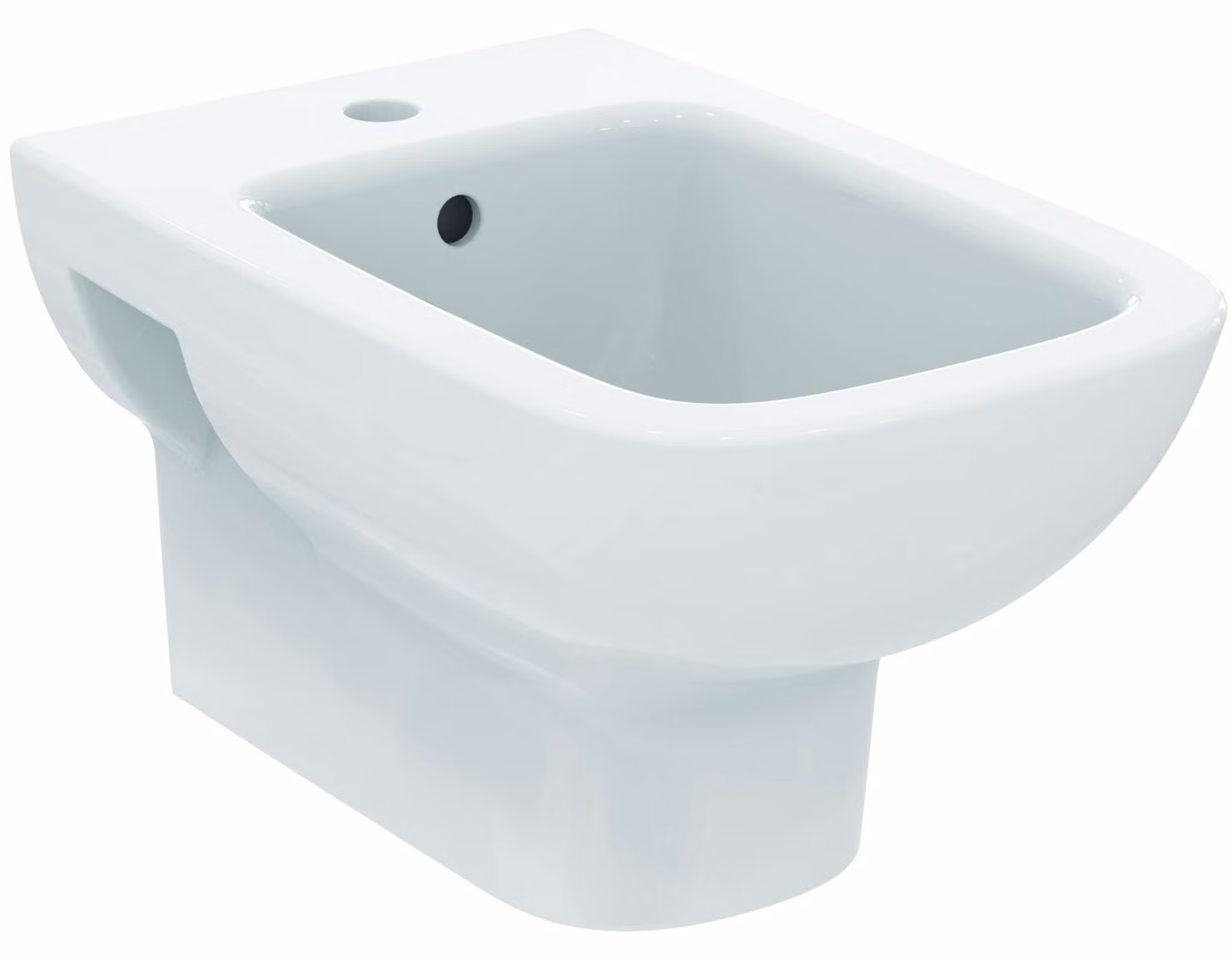 Bidet sospeso a una sola foratura, bianco, dimensioni 54x35,5x30 cm, da fissare a parete