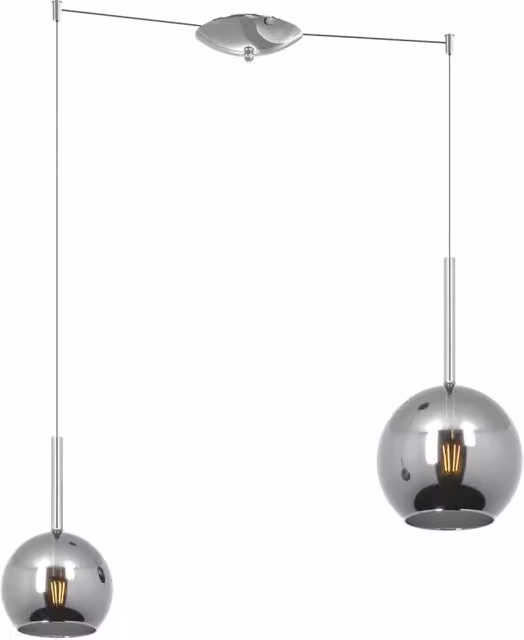 Lampadario Contemporaneo Future Metallo Cromo Vetro 2 Luci E27
