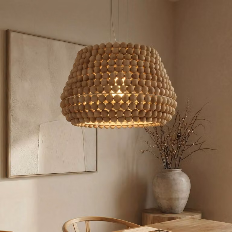 Lampada a sospensione Melori Lucande, dimmerabile, Legno chiaro, Soggiorno / Sala da pranzo, Legno, Scandinavo, Lampada a sospensione