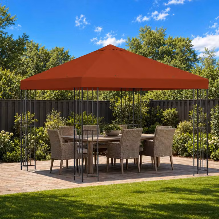 Gazebo vidaXL in acciaio e poliestere color terracotta L: 300 cm x P: 300 cm