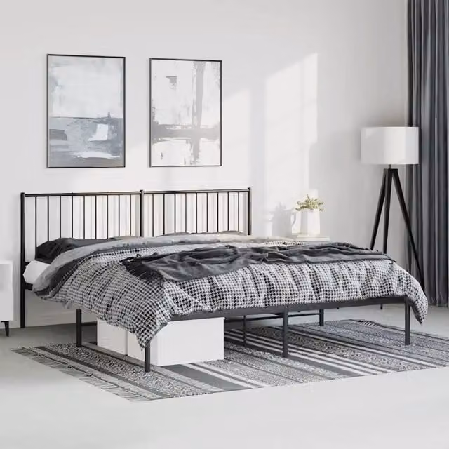 Giroletto con testiera in metallo nero vidaXL L: 187 cm, P: 90,5 cm, H: 219 cm