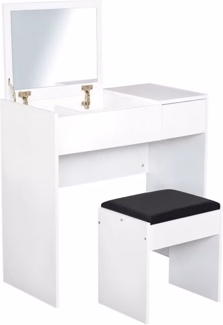 Scrivania da trucco Minimal con specchio e cassetti bianca L: 80 cm, P: 40 cm, H: 79 cm