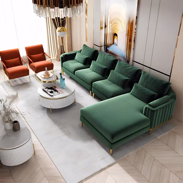 Designer Stoff L-Form Couch Wohnlandschaft Ecksofa Garnitur Modern Design Sofa