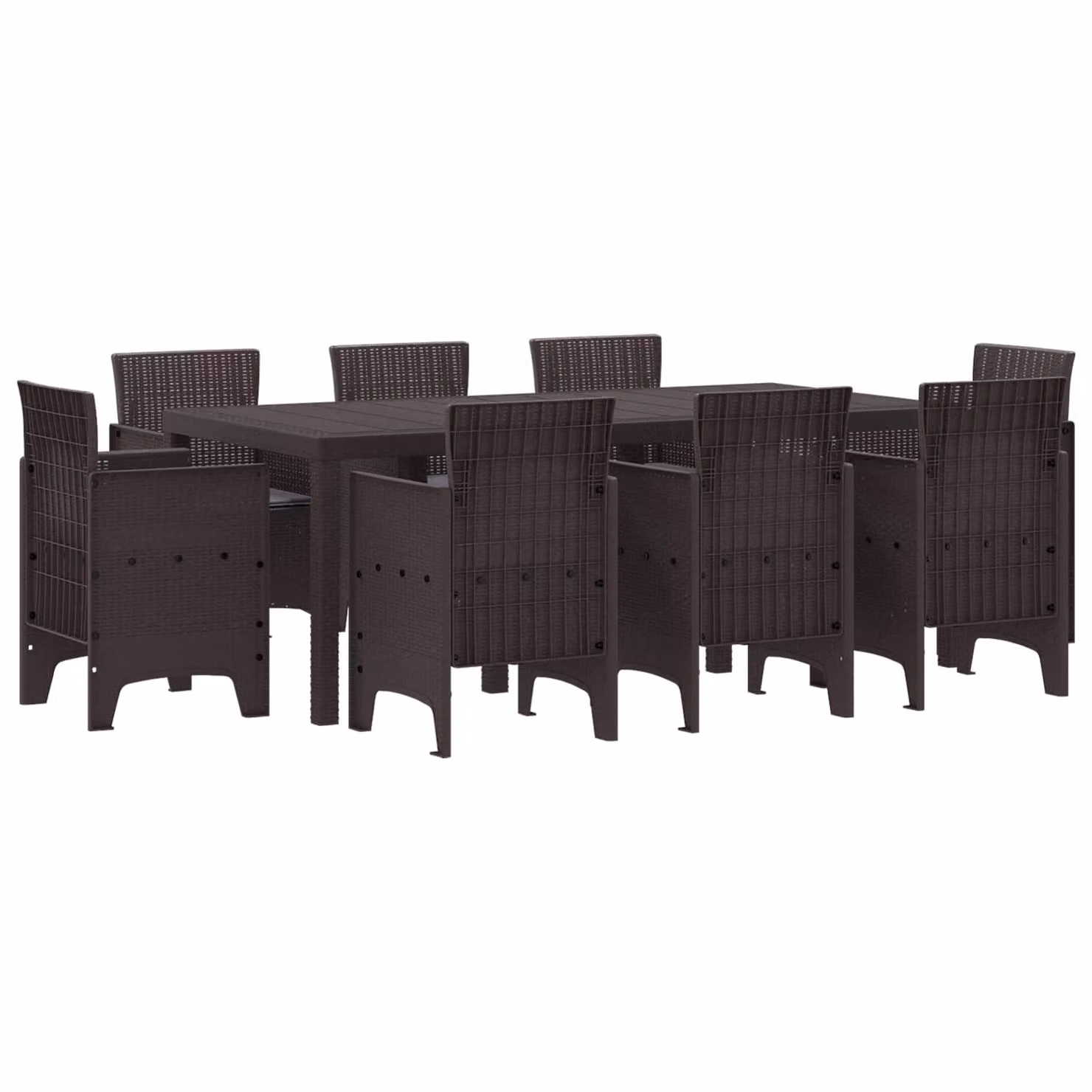 vidaXL Set da Pranzo per Giardino 9 pz Marrone Polipropilene