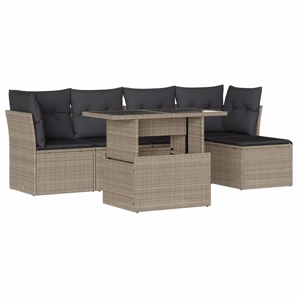 Set Divano da Giardino a L vidaXL con Cuscini Antracite e Tavolino in Vetro – 2