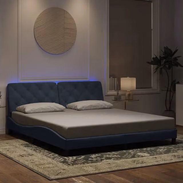 Giroletto vidaXL in Velluto Grigio con Illuminazione LED e Porta USB, L/P/H: 180 x 200 cm – 1