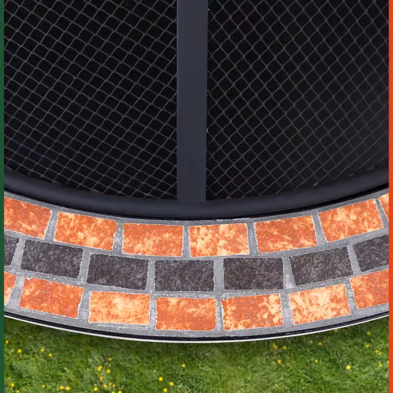 Braciere da giardino rotondo Gardebruk con motivo mosaico multicolore e copertura nera in acciaio e pietra, Diametro: 76 cm